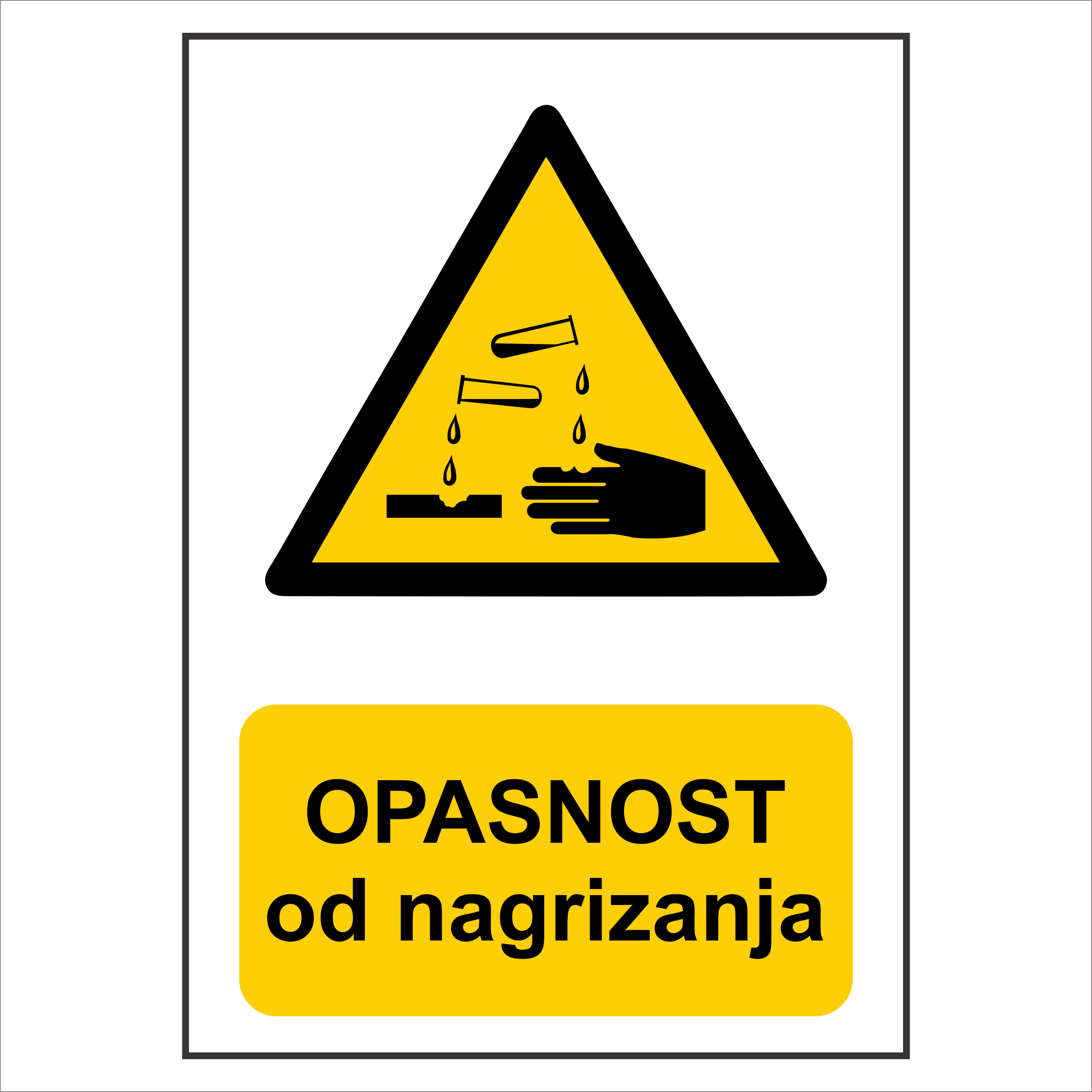 Znak opasnost od nagrizanja